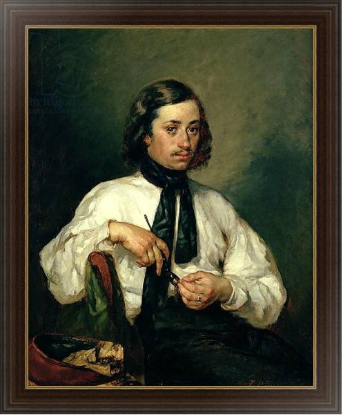 Постер Portrait of Armand Ono, known as The Man with the Pipe, 1843 с типом исполнения На холсте в раме в багетной раме 1.023.151