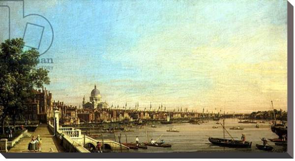 Постер The Thames from the Terrace of Somerset House Looking Towards St. Paul's, c.1750 с типом исполнения На холсте без рамы