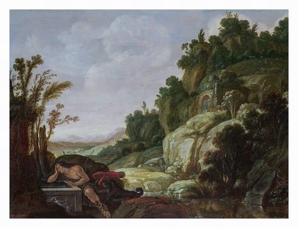 Постер Горный пейзаж с Нарциссом с типом исполнения На холсте в раме в багетной раме 221-03