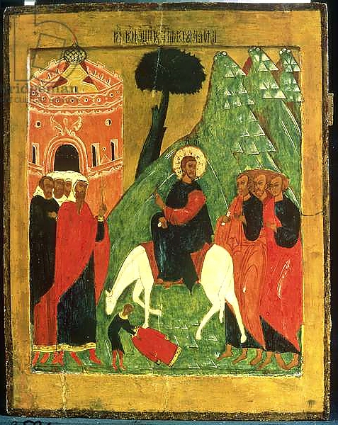 Постер Icon depicting Christ's Entry into Jerusalem с типом исполнения На холсте без рамы