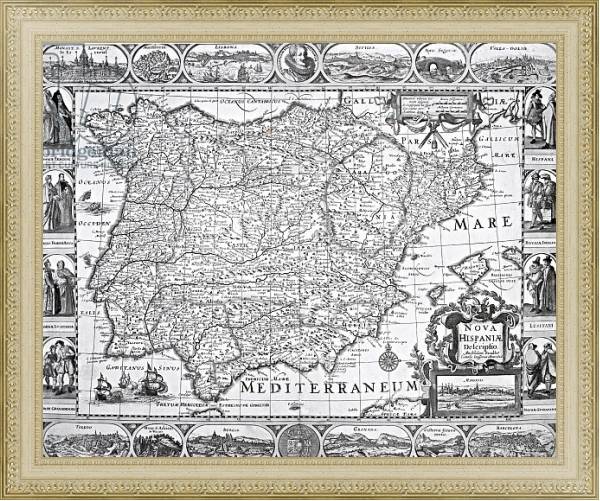 Постер Map of Spain 2 с типом исполнения Акварель в раме в багетной раме 484.M48.725