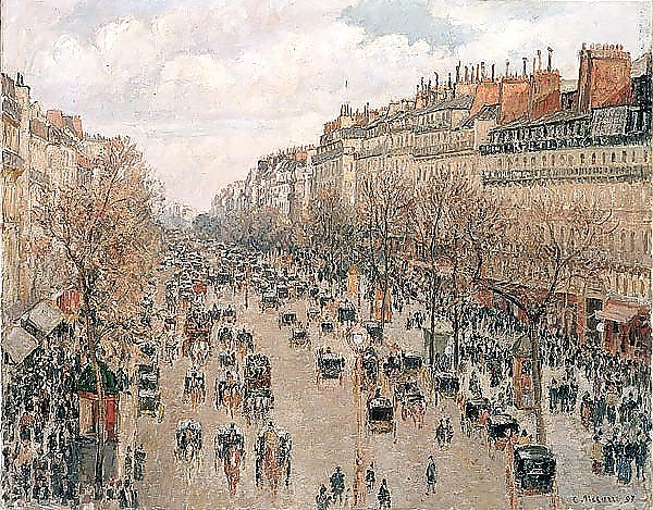 Постер Бульвар Монмартр в Париже с типом исполнения На холсте без рамы