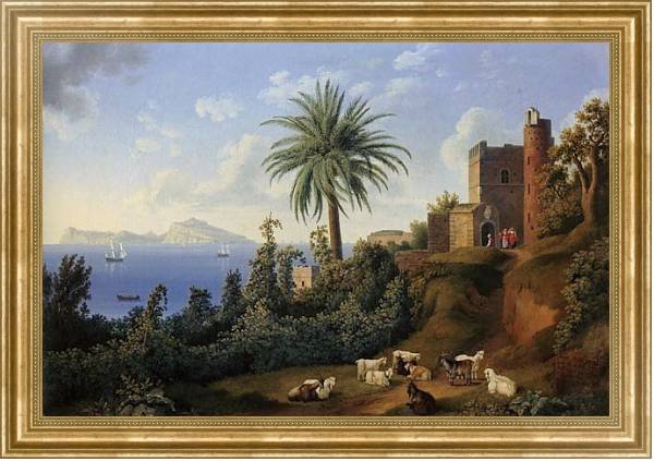 Постер Blick vom Posillipo auf die Insel Capri с типом исполнения На холсте в раме в багетной раме NA033.1.051