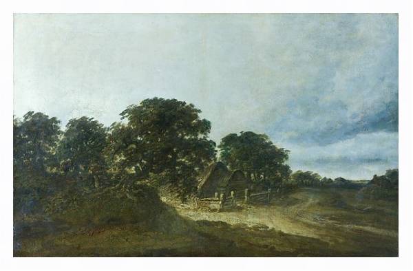 Постер Пейзаж с деревьями, домами и дорогой 2 с типом исполнения На холсте в раме в багетной раме 221-03