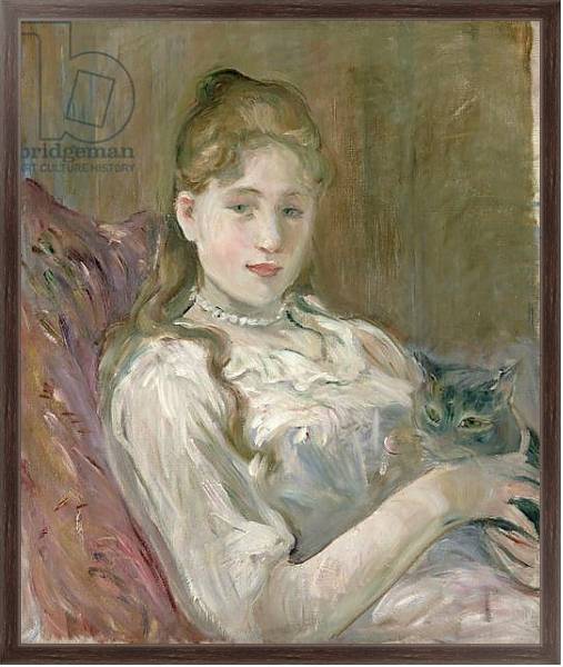 Постер Young Girl with Cat, 1892 с типом исполнения На холсте в раме в багетной раме 221-02