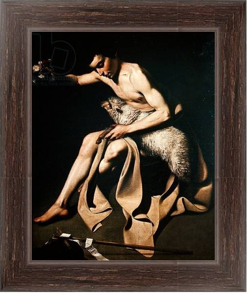 Постер John the Baptist playing with a lamb с типом исполнения На холсте в раме в багетной раме 221-02