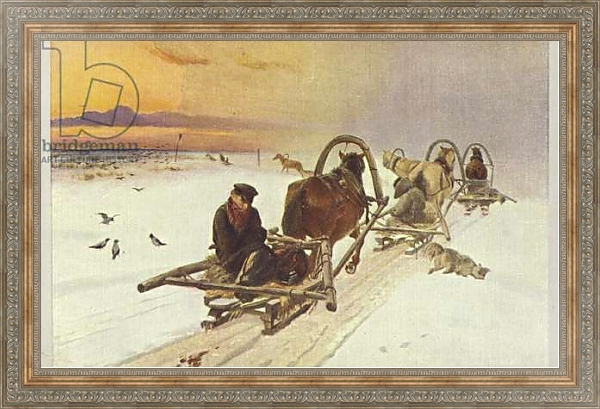 Постер Group of sleighs in Russia, 1871 с типом исполнения На холсте в раме в багетной раме 484.M48.310
