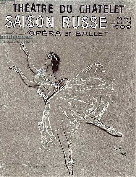 Постер Poster for the 'Saison Russe' at the Theatre du Chatelet, 1909 с типом исполнения На холсте без рамы