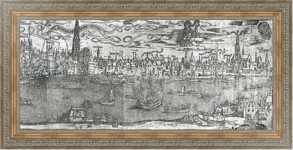 Постер View of Antwerp Harbour, detail of the right hand section, 1515-50 с типом исполнения На холсте в раме в багетной раме 484.M48.310
