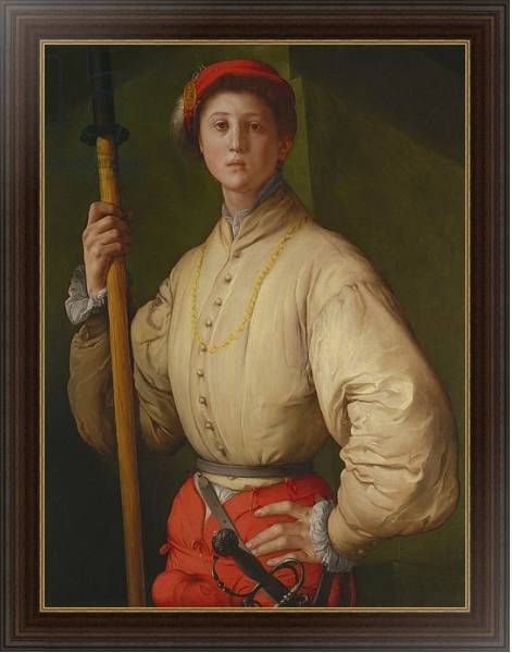 Постер Portrait of a Halberdier c.1528-30 с типом исполнения На холсте в раме в багетной раме 1.023.151