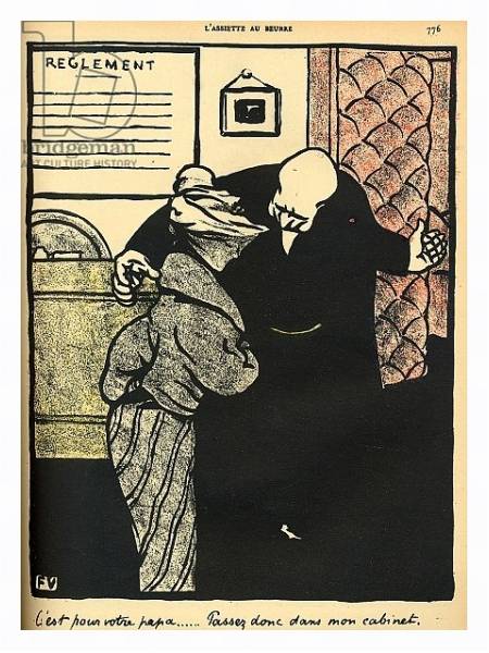 Постер A worthy man ushers a young woman into his office, from 'Crimes and Punishments', 1902 с типом исполнения На холсте в раме в багетной раме 221-03
