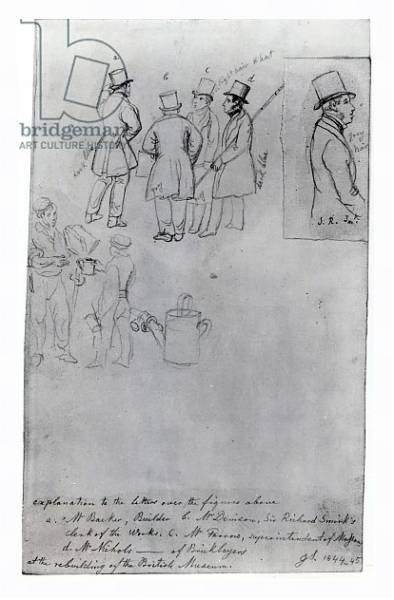 Постер Builders and Surveyors at the rebuilding of the British Museum, 1844 с типом исполнения На холсте в раме в багетной раме 221-03