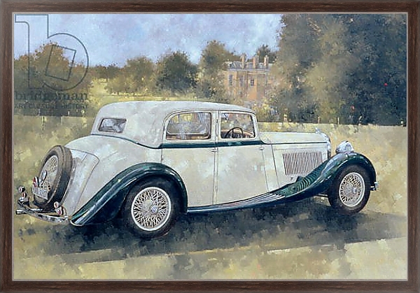 Постер The Green and White Bentley at Althorp с типом исполнения На холсте в раме в багетной раме 221-02