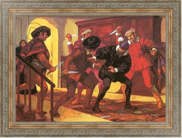 Постер Pizarro dying at the hands of his rebellious soldiers с типом исполнения На холсте в раме в багетной раме 484.M48.310