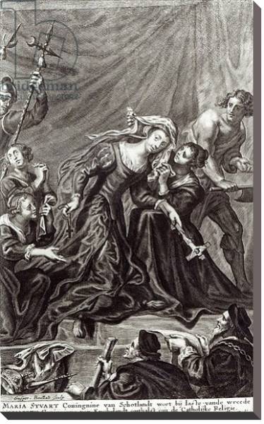Постер The Execution of Mary, Queen of Scots, 8th February 1587, engraving by Gaspar Boutatts с типом исполнения На холсте без рамы
