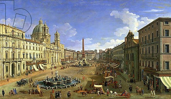 Постер View of the Piazza Navona, Rome с типом исполнения На холсте без рамы