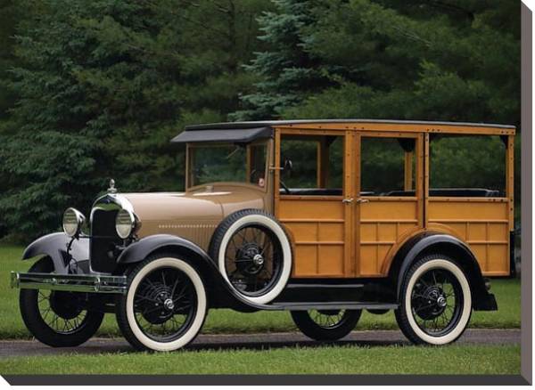 Постер Ford Model A Woody Station Wagon '1929 с типом исполнения На холсте без рамы