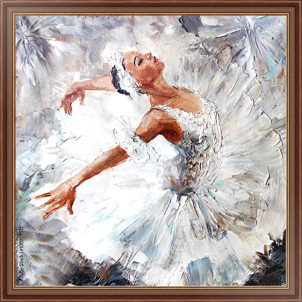 Постер Балерина в белом с типом исполнения На холсте в раме в багетной раме 35-M719P-83