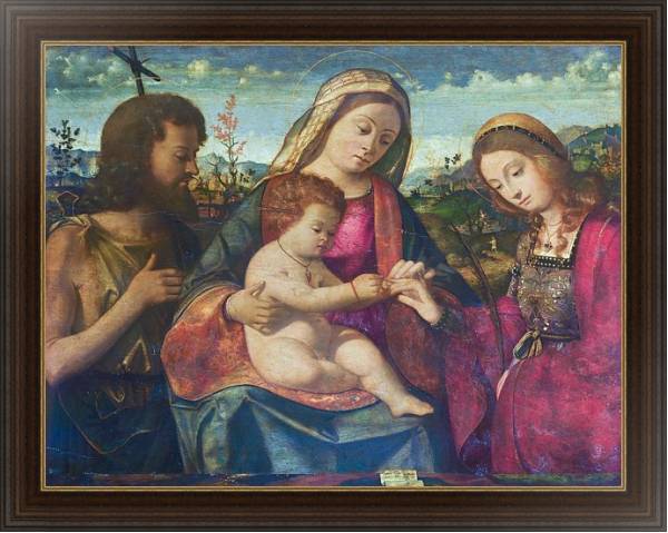 Постер Дева Мария и младенец со святыми с типом исполнения На холсте в раме в багетной раме 1.023.151