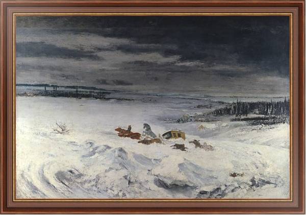 Постер Дилижанс в снегу с типом исполнения На холсте в раме в багетной раме 35-M719P-83