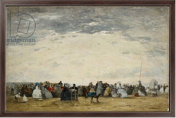 Постер Vacationers on the Beach at Trouville, 1864 с типом исполнения На холсте в раме в багетной раме 221-02