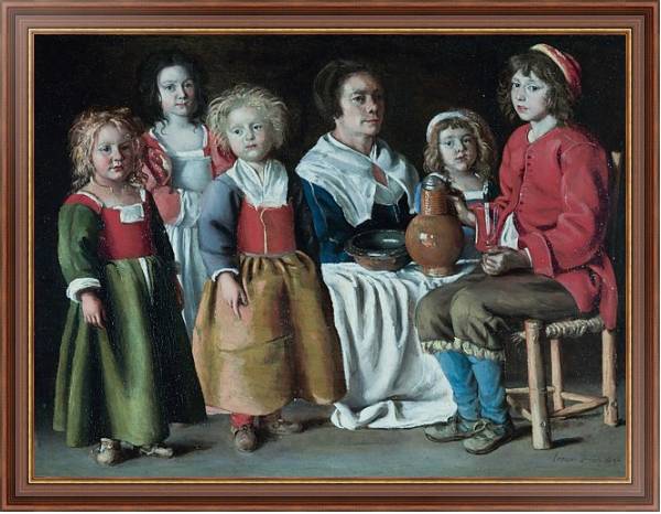 Постер Женщина и пять детей с типом исполнения На холсте в раме в багетной раме 35-M719P-83