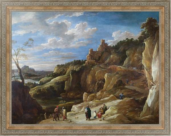 Постер Циганка на фоне холмистого пейзажа с типом исполнения На холсте в раме в багетной раме 484.M48.310