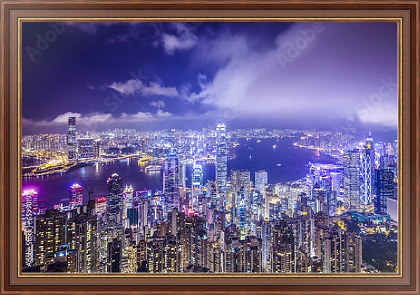 Постер Китай, Гогконг. Панорама с птичьего полета №10 с типом исполнения На холсте в раме в багетной раме 35-M719P-83