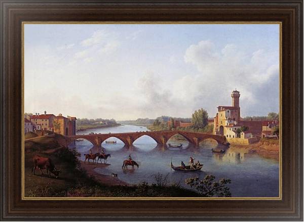 Постер Der Ponte a Mare in Pisa (Toskana) с типом исполнения На холсте в раме в багетной раме 1.023.151