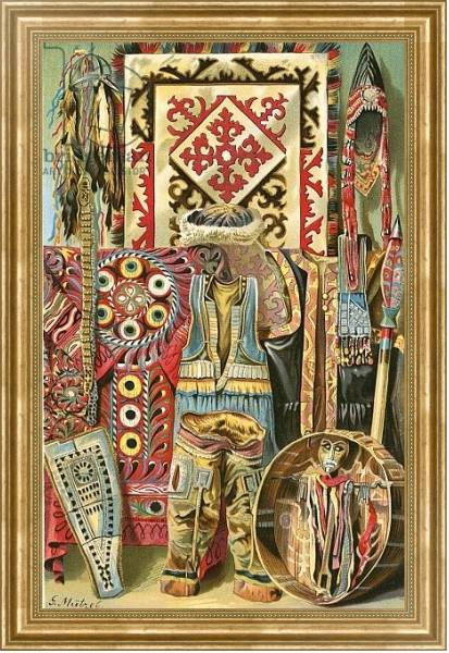 Постер Culture of the Mongols: Fabrics and designs с типом исполнения На холсте в раме в багетной раме NA033.1.051