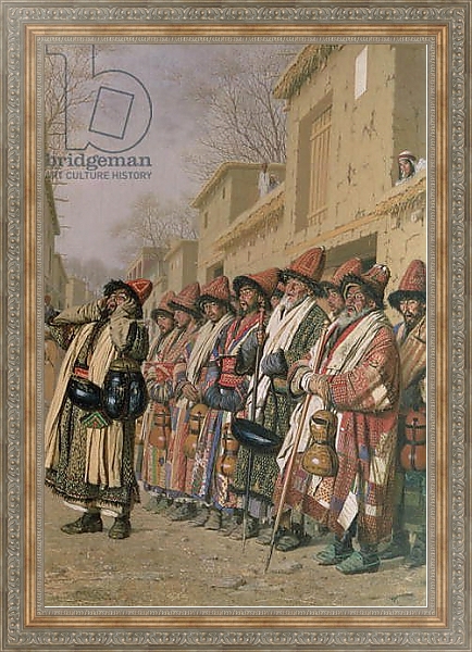 Постер Dervishes' Chorus Begging Alms in Tashkent, 1870 с типом исполнения На холсте в раме в багетной раме 484.M48.310