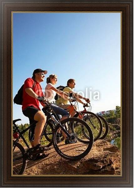 Постер Велосипедисты перед спуском с типом исполнения На холсте в раме в багетной раме 1.023.151