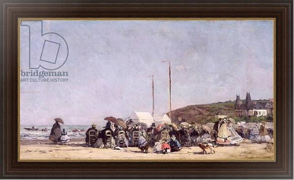 Постер The Beach at Trouville, 1864 с типом исполнения На холсте в раме в багетной раме 1.023.151