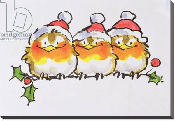 Постер Christmas Robins с типом исполнения На холсте без рамы