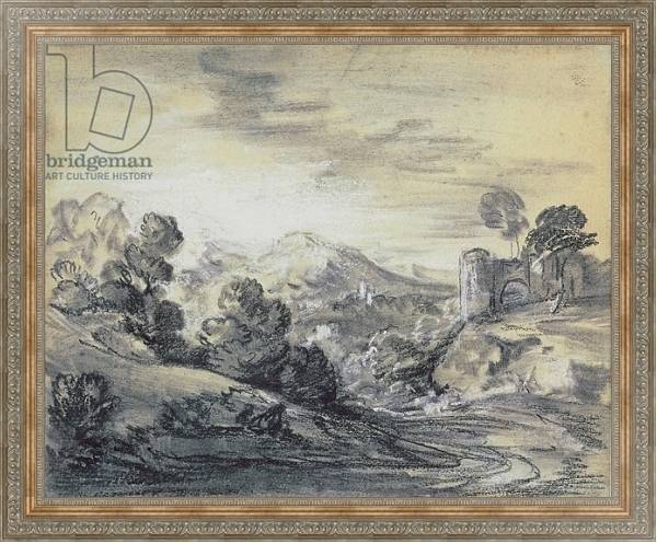 Постер Wooded Landscape with Castle, c.1785-88 с типом исполнения На холсте в раме в багетной раме 484.M48.310