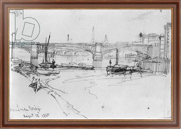 Постер Sketch of London Bridge, 1860 с типом исполнения На холсте в раме в багетной раме 35-M719P-83