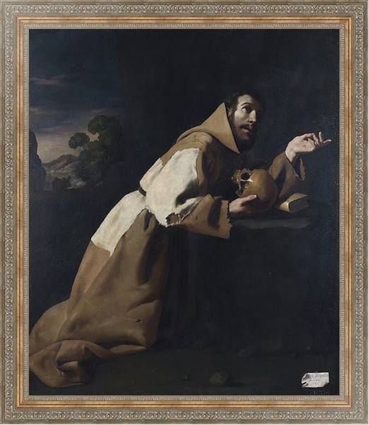 Постер Святой Франсис медитирует с типом исполнения На холсте в раме в багетной раме 484.M48.310