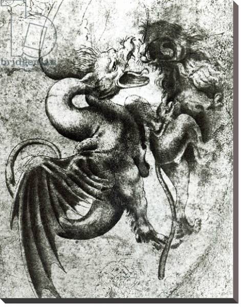Постер Fight between a Dragon and a Lion с типом исполнения На холсте без рамы