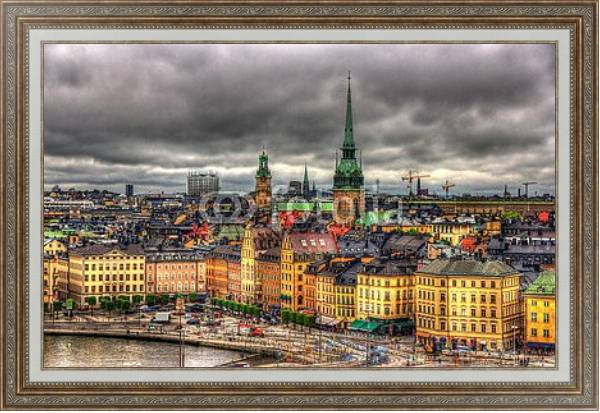 Постер Швеция, Стокгольм. Вид на город с типом исполнения На холсте в раме в багетной раме 595.M52.330