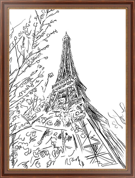 Постер Париж в Ч/Б рисунках #6 с типом исполнения На холсте в раме в багетной раме 35-M719P-83