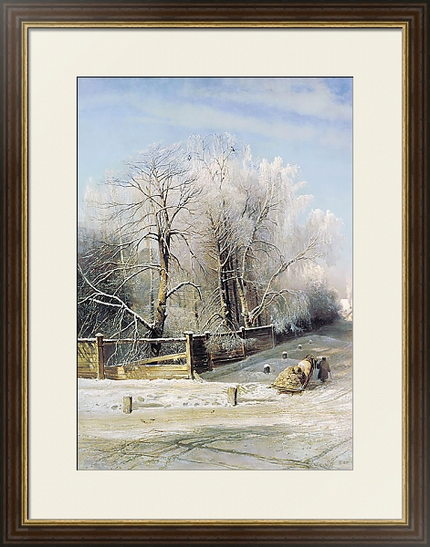 Постер Зимний пейзаж. 1873 с типом исполнения Под стеклом в багетной раме 1.023.036