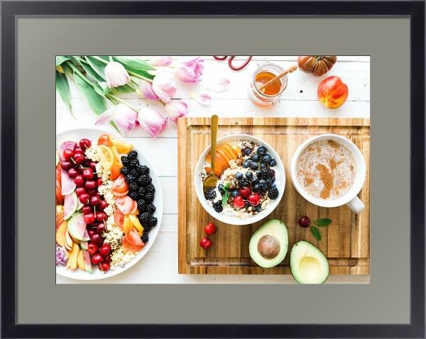 Постер Завтрак с цветами с типом исполнения Под стеклом в багетной раме 221-01