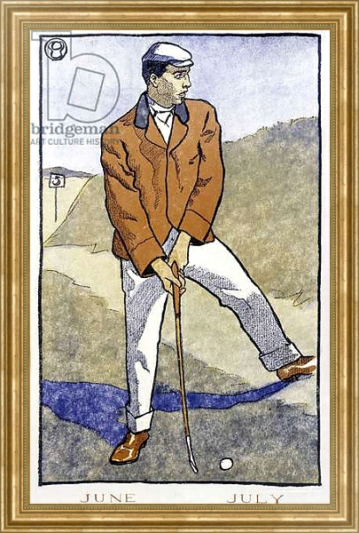 Постер Golf Player - in “” Golf Calendar”” by Edward Penfield, 1899 с типом исполнения На холсте в раме в багетной раме NA033.1.051
