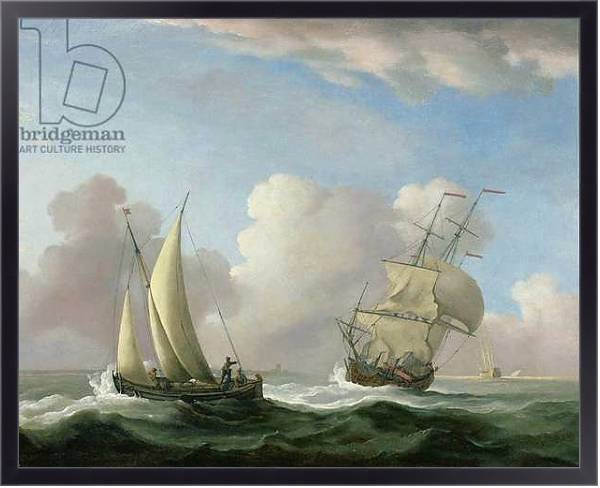 Постер A Man-o'-War in a Swell and a Sailing Boat с типом исполнения На холсте в раме в багетной раме 221-01