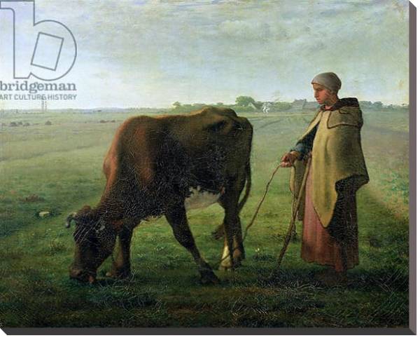 Постер Woman Grazing her Cow, 1858 с типом исполнения На холсте без рамы