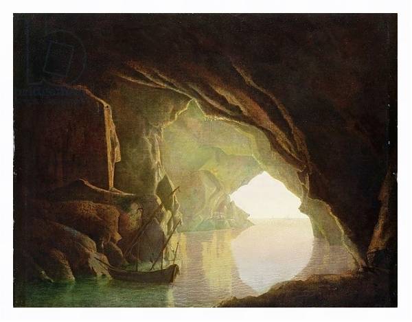 Постер A Grotto in the Gulf of Salerno, Sunset, c.1780-1 с типом исполнения На холсте в раме в багетной раме 221-03