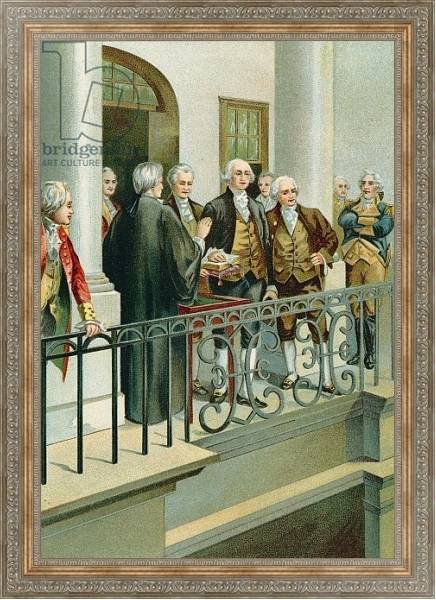 Постер George Washington taking the oath as President с типом исполнения На холсте в раме в багетной раме 484.M48.310