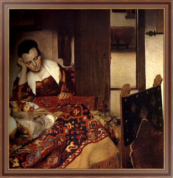 Постер Спящая молодая женщина с типом исполнения На холсте в раме в багетной раме 35-M719P-83