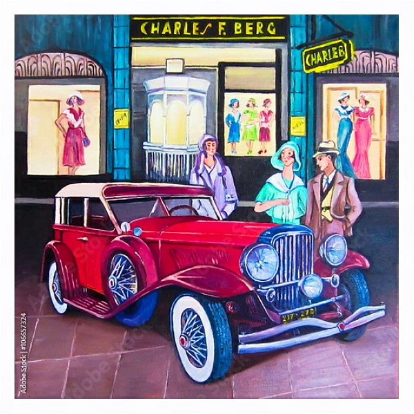 Постер Старинный автомобиль с типом исполнения На холсте в раме в багетной раме 221-03