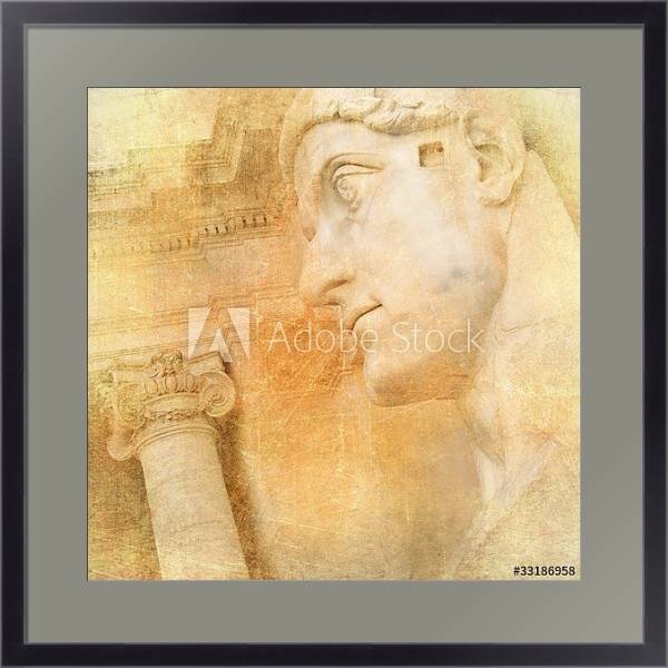 Постер Римская колонна и статуя с типом исполнения Под стеклом в багетной раме 221-01